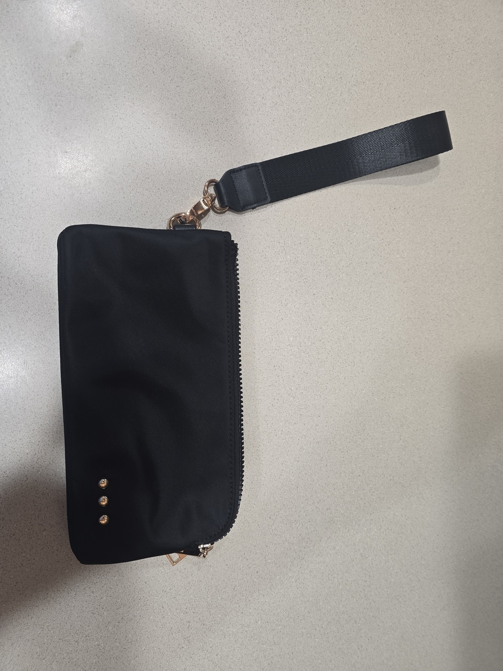 Classic Black Wristlet Clutch with Gold Hardware